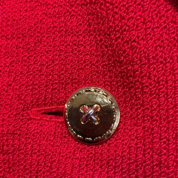 St. John Collection Vintage Military Wool Knit Red Dress Suit Jacket Coat Blazer - Picture 4 of 6